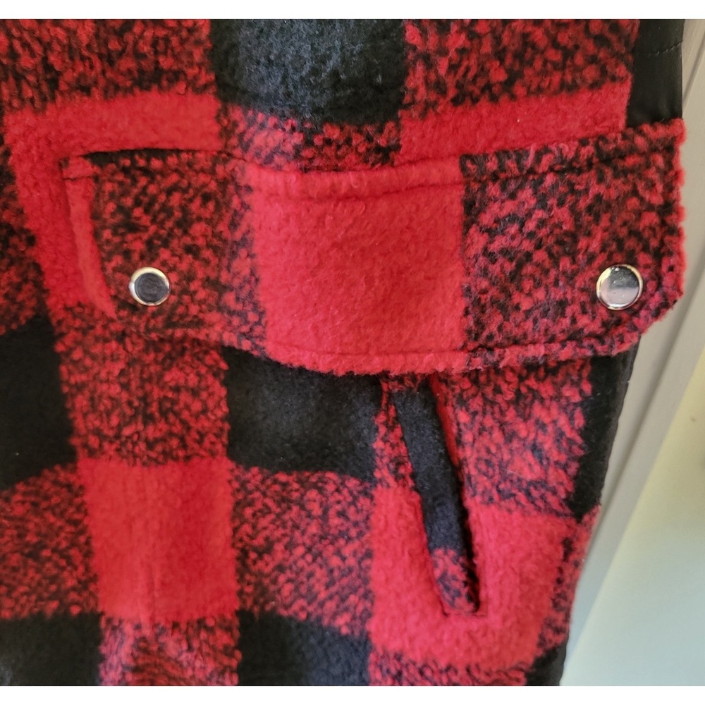 APT.9 Coat Size XL Red Black Plaid Winter Heavy Hooded Faux Fur Trim Mid‎ Length - Picture 5 of 13